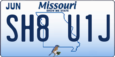 MO license plate SH8U1J