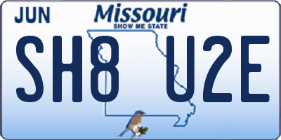 MO license plate SH8U2E