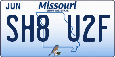 MO license plate SH8U2F