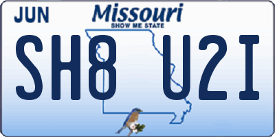 MO license plate SH8U2I