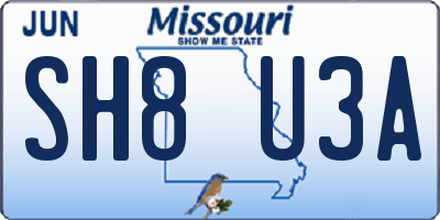 MO license plate SH8U3A