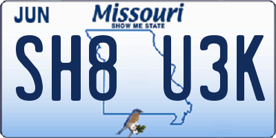 MO license plate SH8U3K