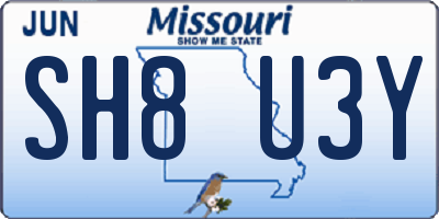 MO license plate SH8U3Y