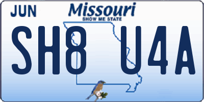 MO license plate SH8U4A