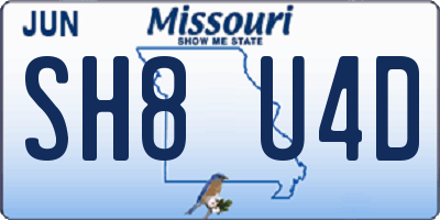 MO license plate SH8U4D