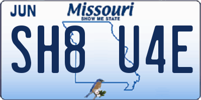 MO license plate SH8U4E