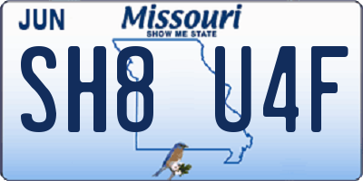 MO license plate SH8U4F