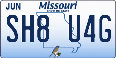 MO license plate SH8U4G