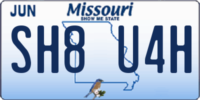 MO license plate SH8U4H