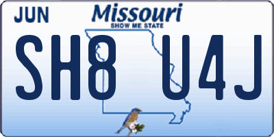 MO license plate SH8U4J