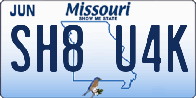MO license plate SH8U4K