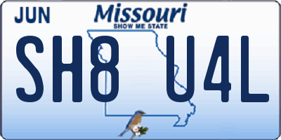 MO license plate SH8U4L