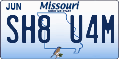 MO license plate SH8U4M