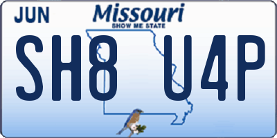 MO license plate SH8U4P