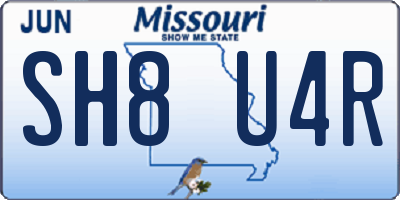 MO license plate SH8U4R