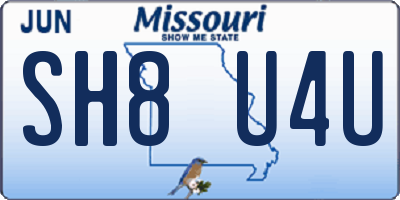MO license plate SH8U4U