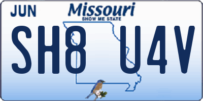 MO license plate SH8U4V