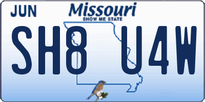 MO license plate SH8U4W