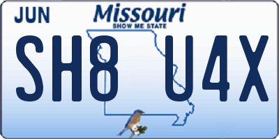 MO license plate SH8U4X