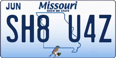 MO license plate SH8U4Z