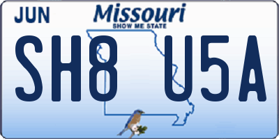 MO license plate SH8U5A