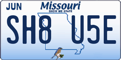 MO license plate SH8U5E