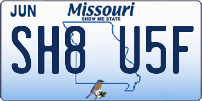 MO license plate SH8U5F