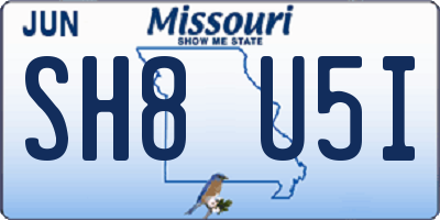 MO license plate SH8U5I