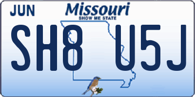 MO license plate SH8U5J