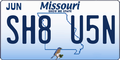 MO license plate SH8U5N