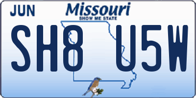 MO license plate SH8U5W