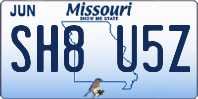 MO license plate SH8U5Z