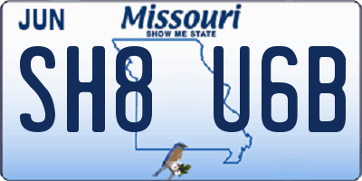 MO license plate SH8U6B