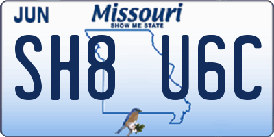 MO license plate SH8U6C