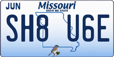 MO license plate SH8U6E