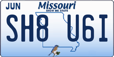 MO license plate SH8U6I
