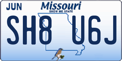 MO license plate SH8U6J
