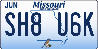 MO license plate SH8U6K