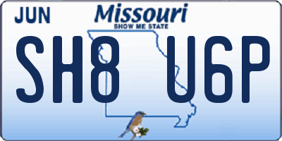 MO license plate SH8U6P
