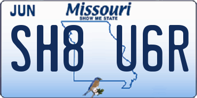 MO license plate SH8U6R