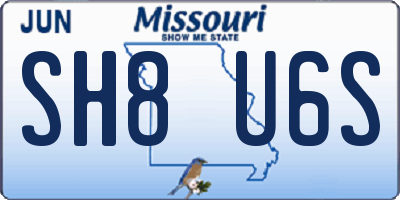 MO license plate SH8U6S