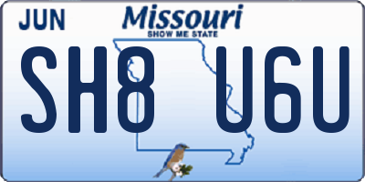 MO license plate SH8U6U