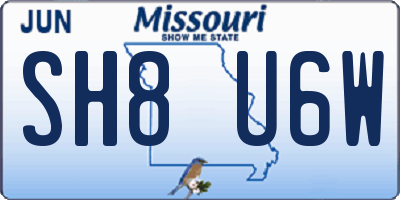 MO license plate SH8U6W