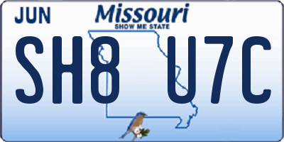 MO license plate SH8U7C