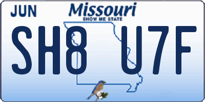 MO license plate SH8U7F
