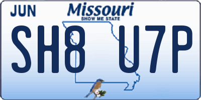 MO license plate SH8U7P