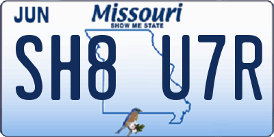 MO license plate SH8U7R