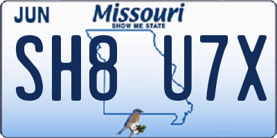 MO license plate SH8U7X