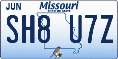 MO license plate SH8U7Z