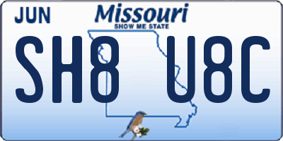 MO license plate SH8U8C